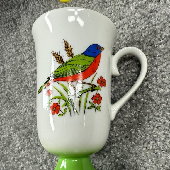 Decorative Pedestal Coffee Mugs Fred Roberts 4 Different Birds Colorful Kitchen - Picture 4 of 16